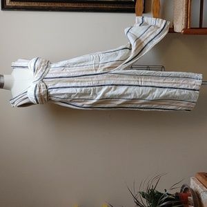 Free People Sleeveless Jumpsuit Cream Black & Brown Stripes Size L